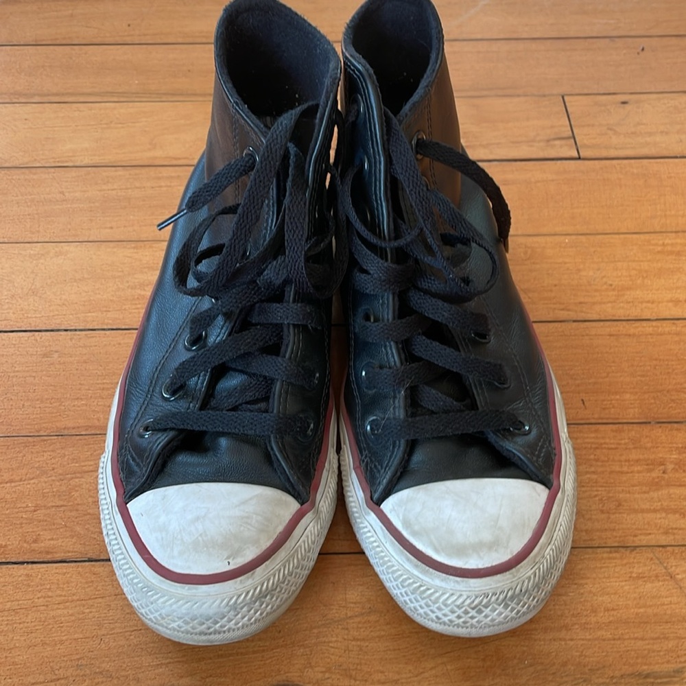 Converse All Star Black Leather Luxe fleece lined sneakers Mens 4 Women’s 6 - Picture 9 of 9